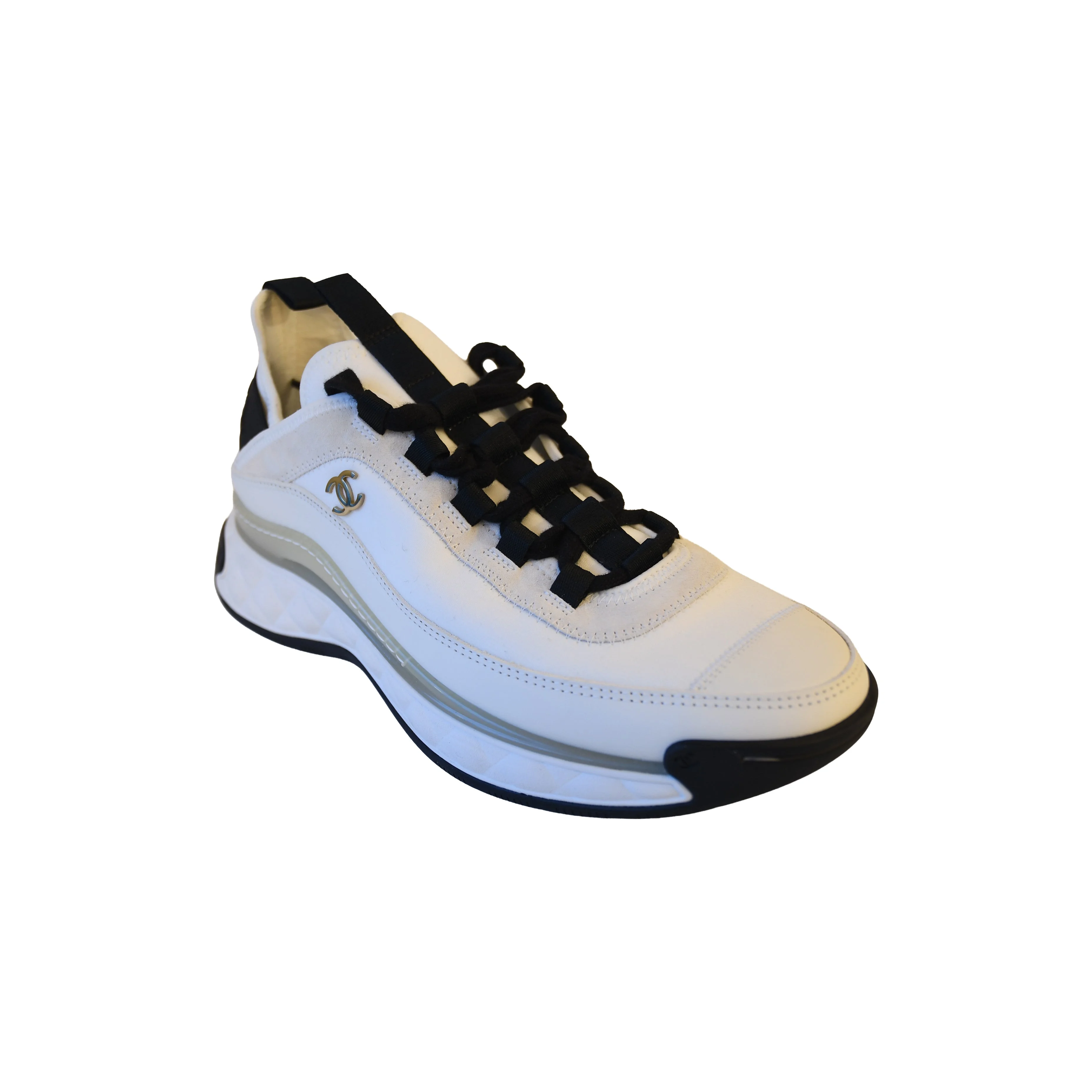 Chanel Interlocking CC Logo Suede Chunky Sneakers Ivory - 1