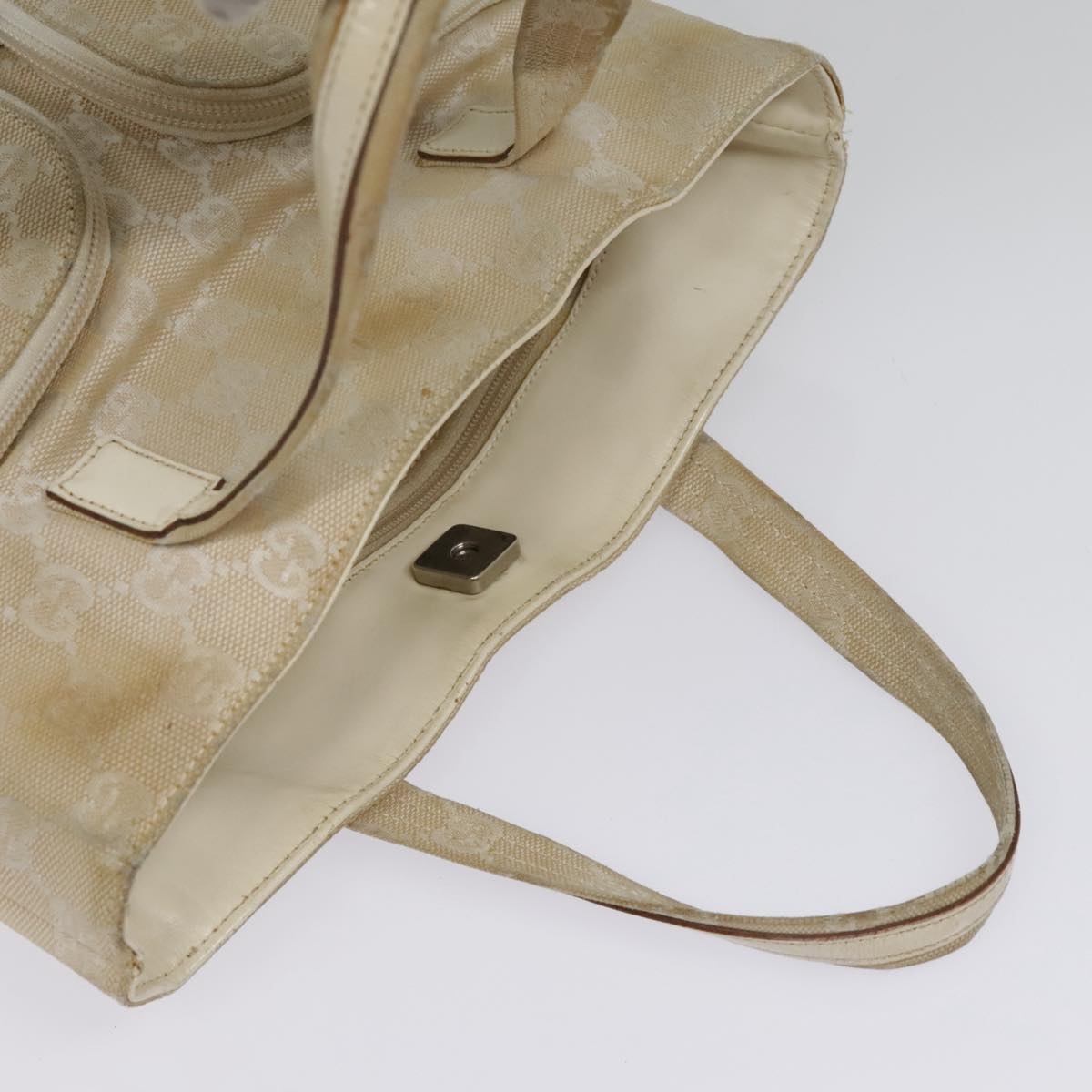 GUCCI GG Canvas Hand Bag Beige Silver 002 002 - 9