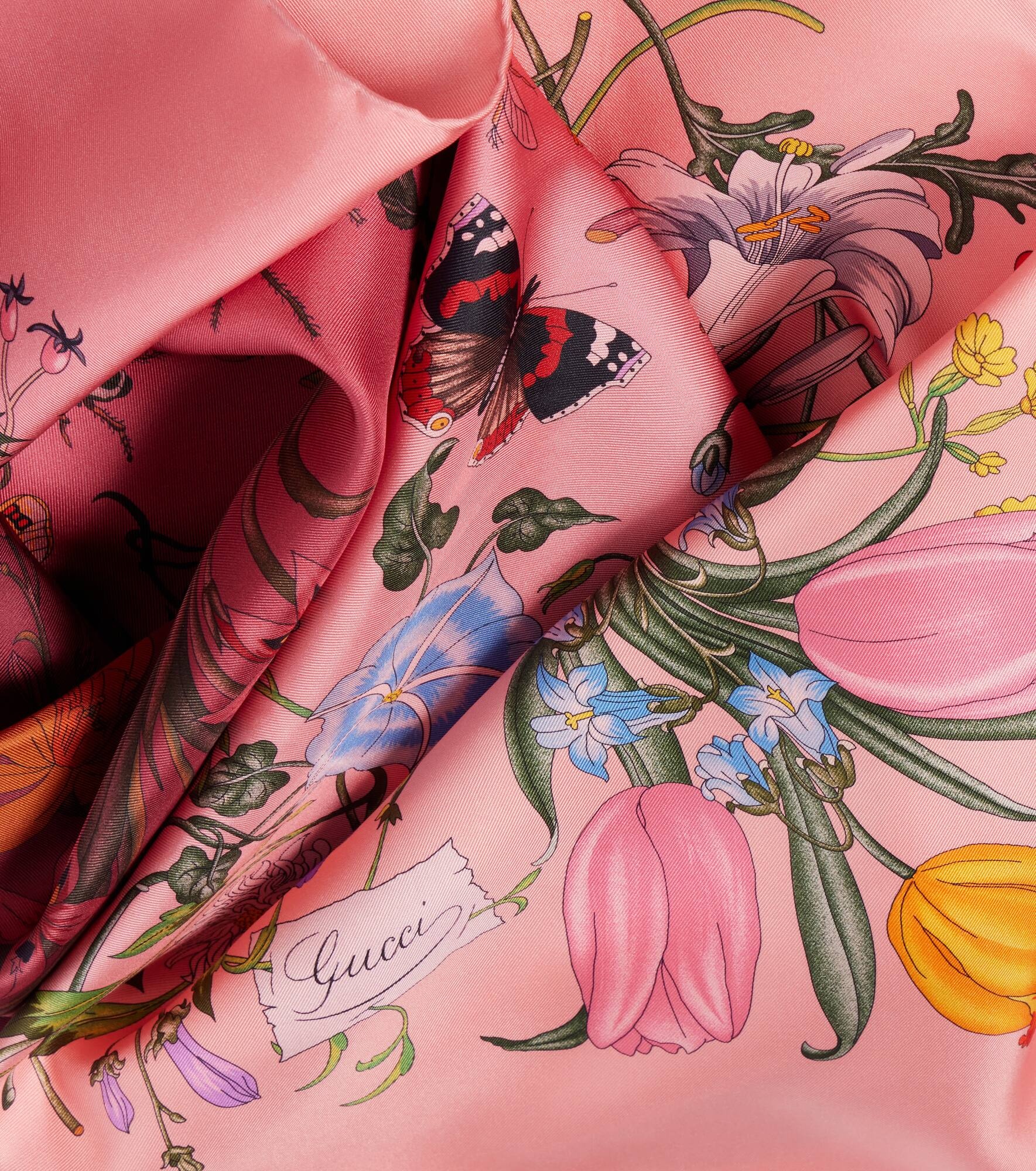 Floral silk twill scarf - 3