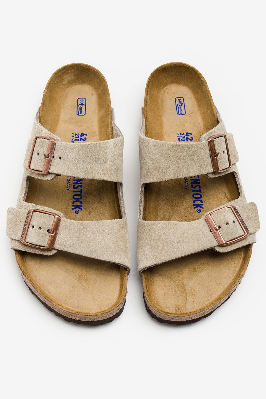 Arizona Soft Footbed Suede Leather Sandals in Taupe - 4