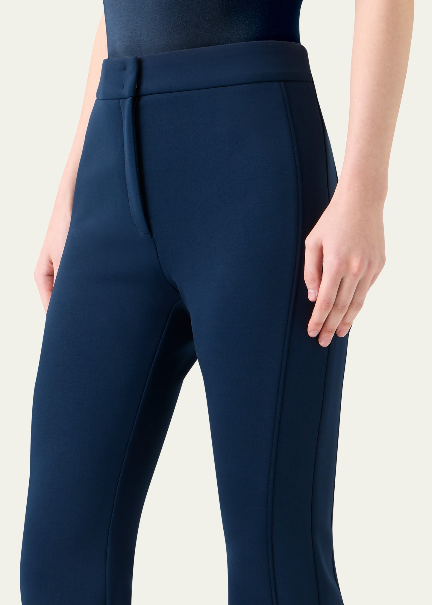 Faris Side-Stripe Techno Neoprene Bootcut Pants - 5