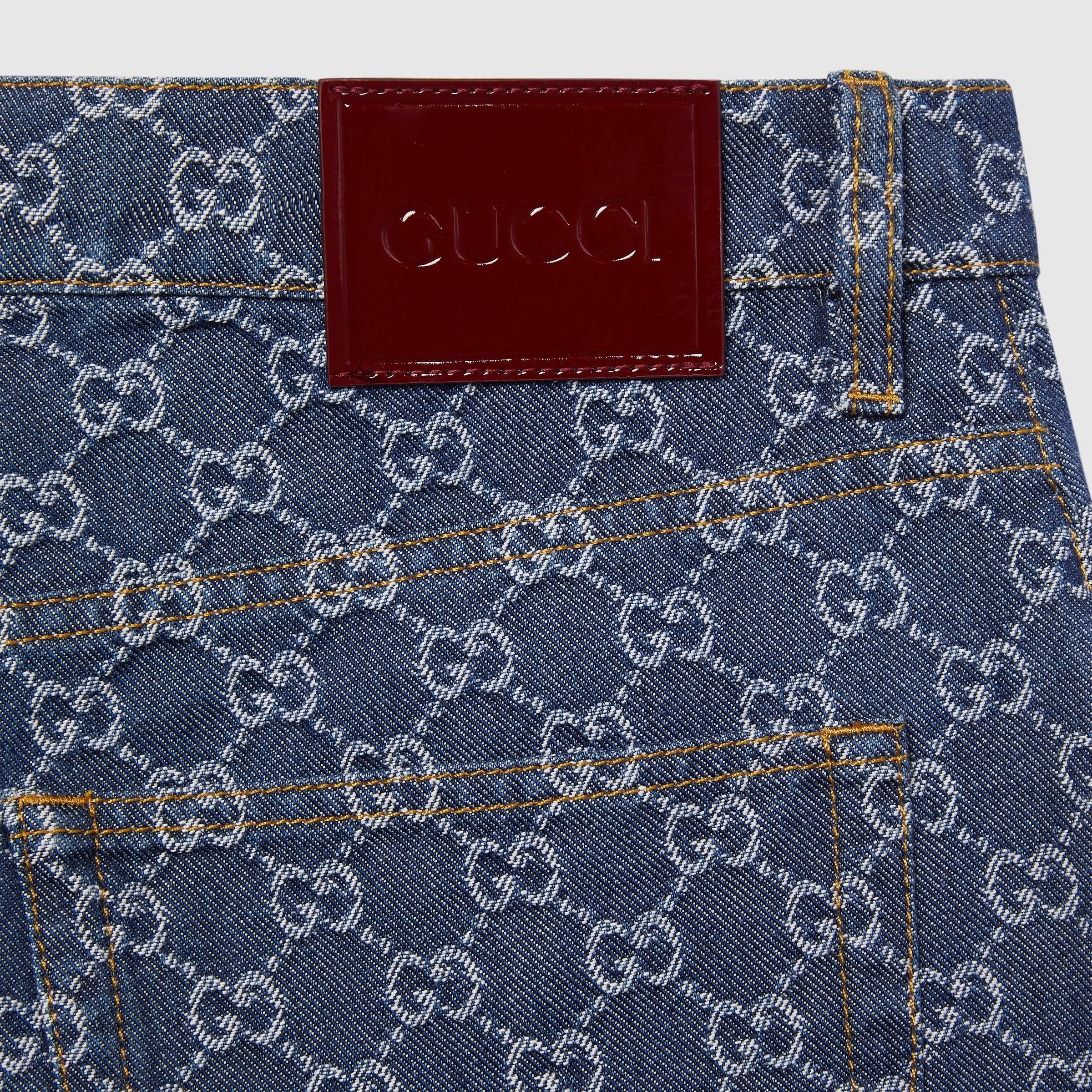 Low waist GG denim jacquard shorts - 7