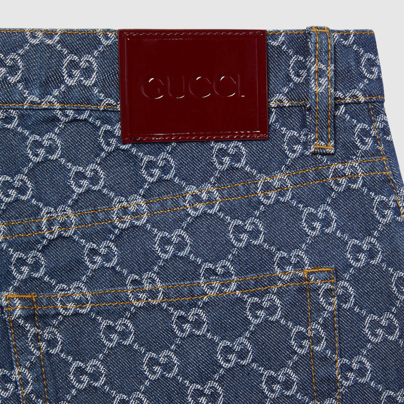 Low waist GG denim jacquard shorts 7