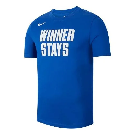 Nike Dri-Fit Winner Alphabet Printing Basketball Short Sleeve Blue CD1281-480 - 1