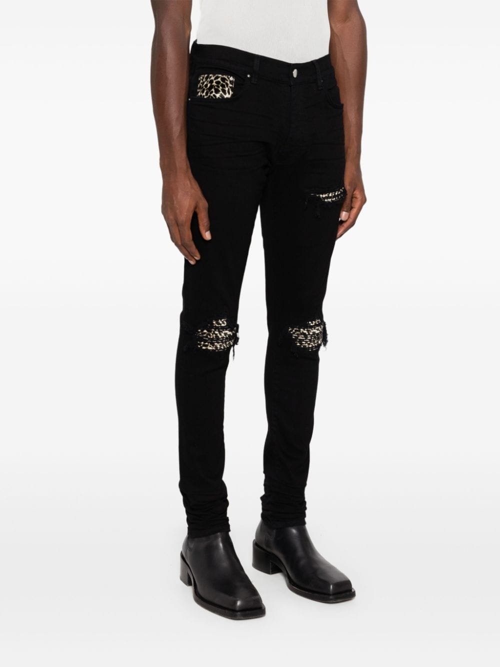 leopard-detailed jeans - 3