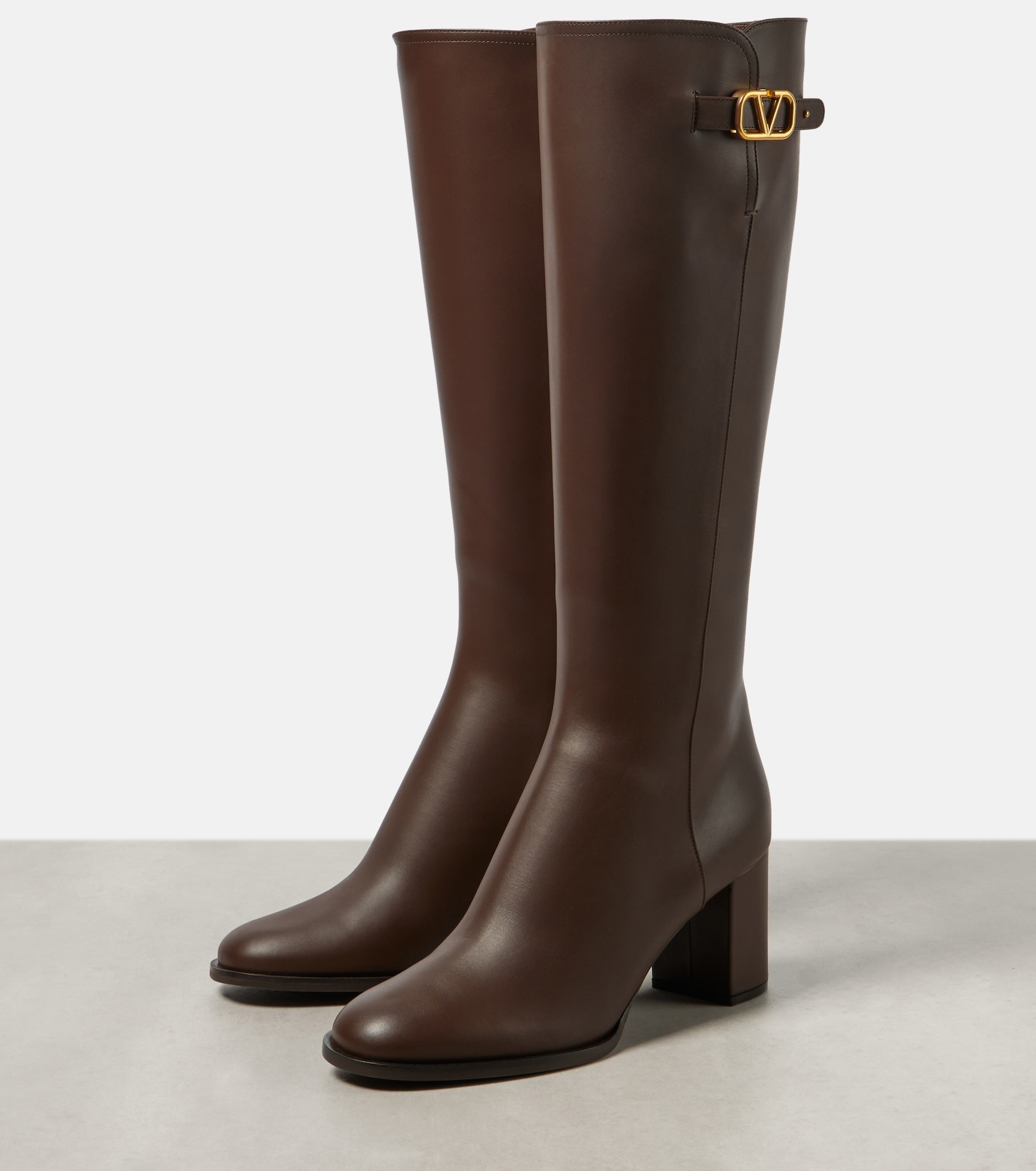 VLogo Signature leather knee-high boots - 5