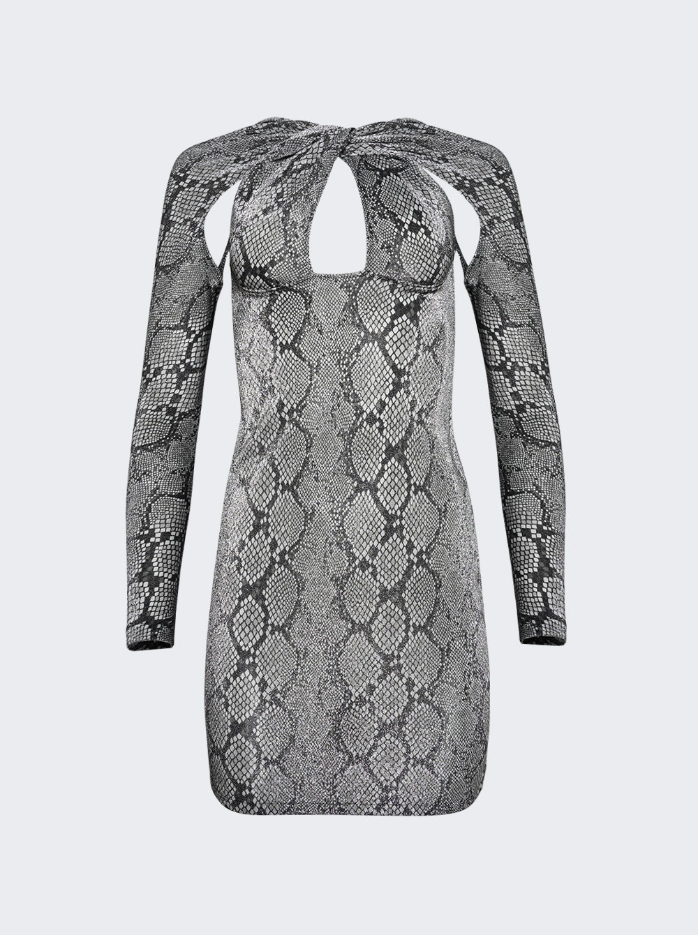 Twisted Cut-out Jersey Dress Snake Print - 1