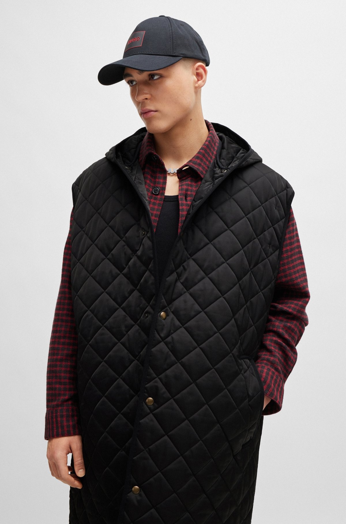 WATER-REPELLENT QUILTED COAT WITH DETACHABLE SLEEVES - 6