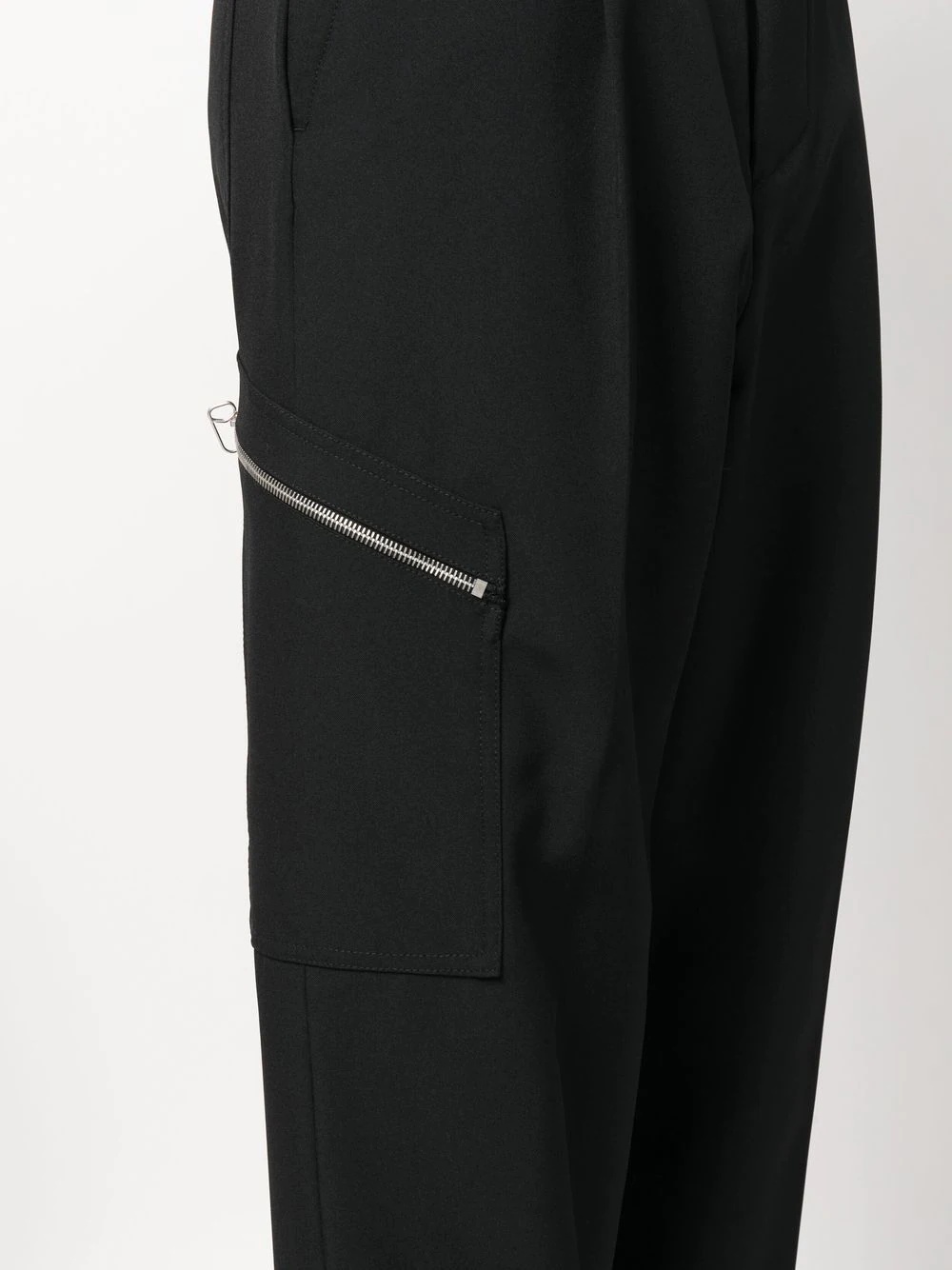 zip detail cotton wide-leg trousers - 5