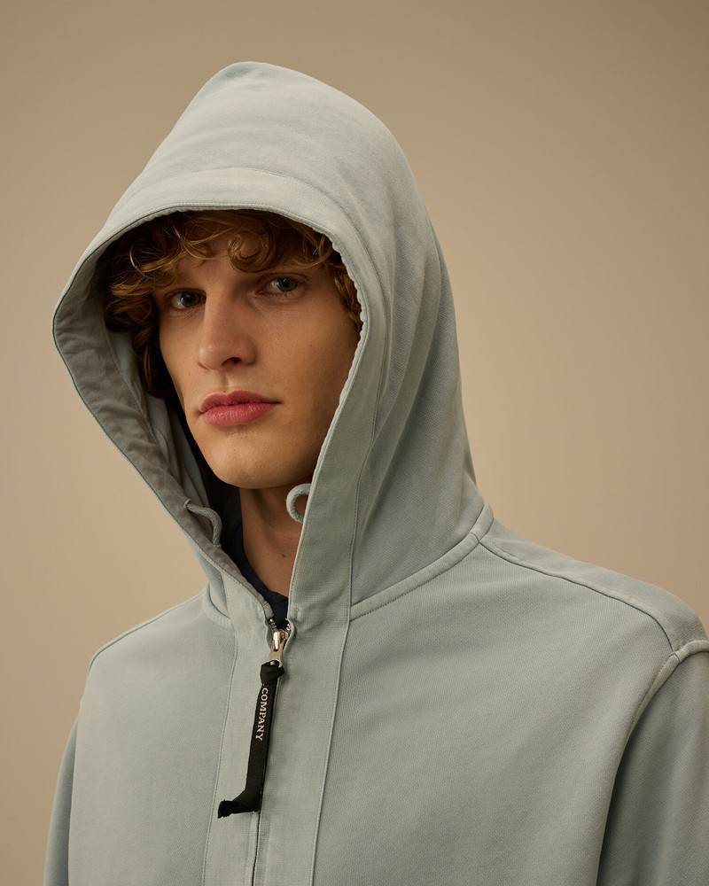 Cotton Diagonal Fleece Zip Hooded Sweatshirt 6