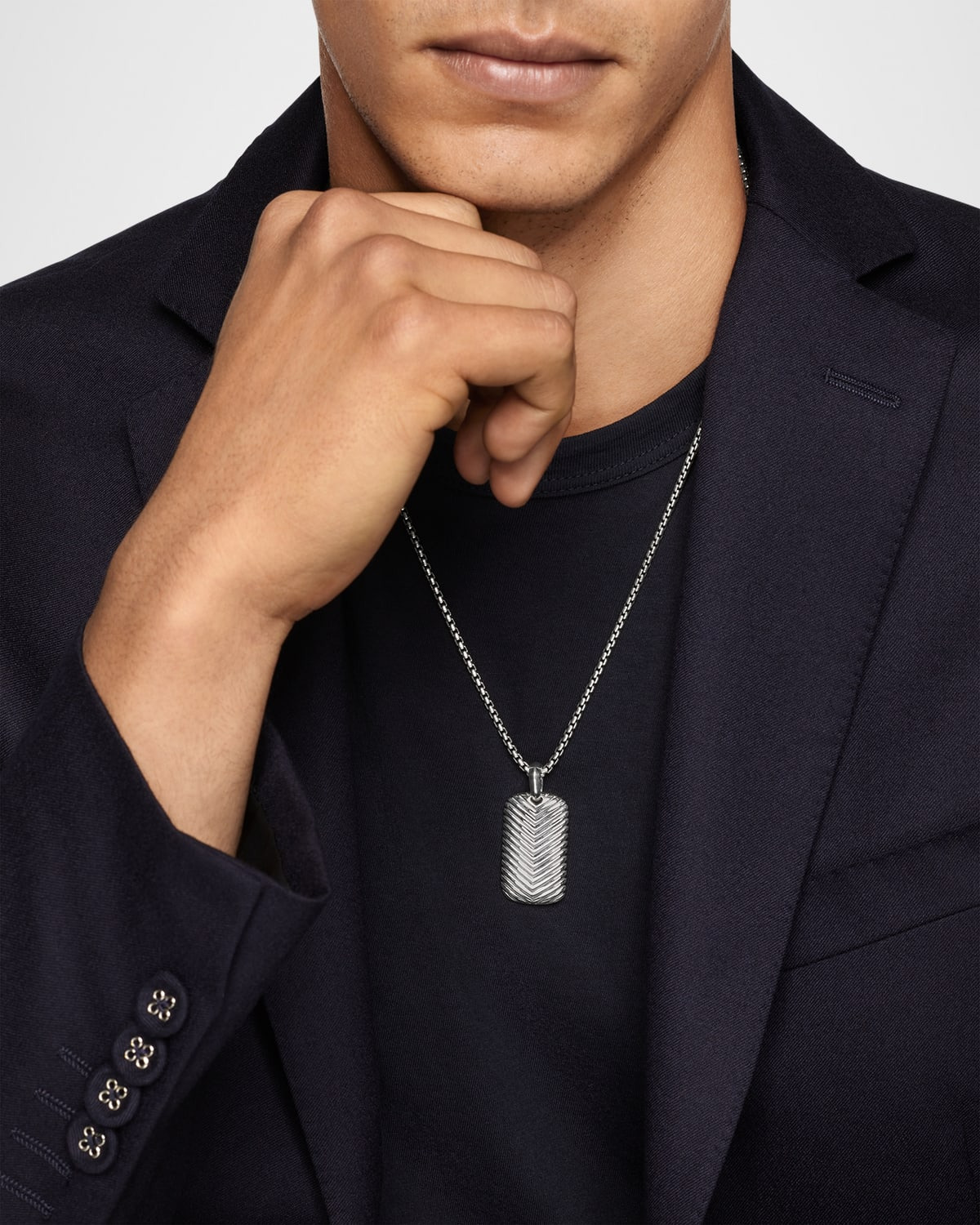 Men's Chevron Tag Enhancer in Silver, 34mm - 2