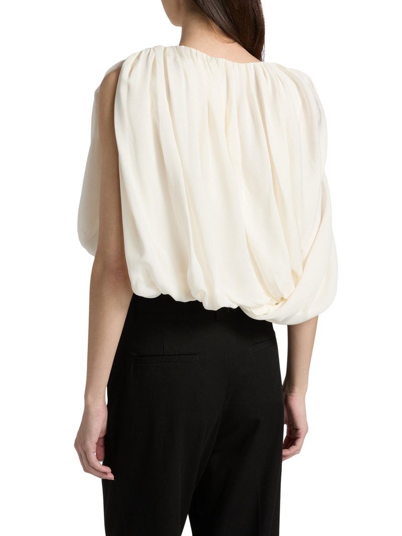 Women's Marie Asymmetric Draped Silk Crop Top - Ivory 5