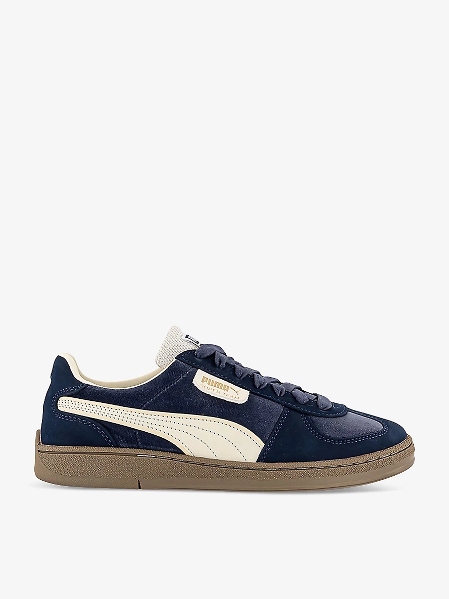 Super Team brand-tab low-top suede trainers - 1