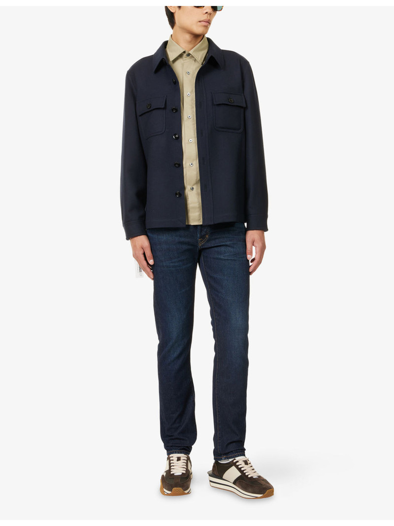 TOM FORD Patch-Pocket Long-Sleeve Wool-Silk Blend Shirt outlook