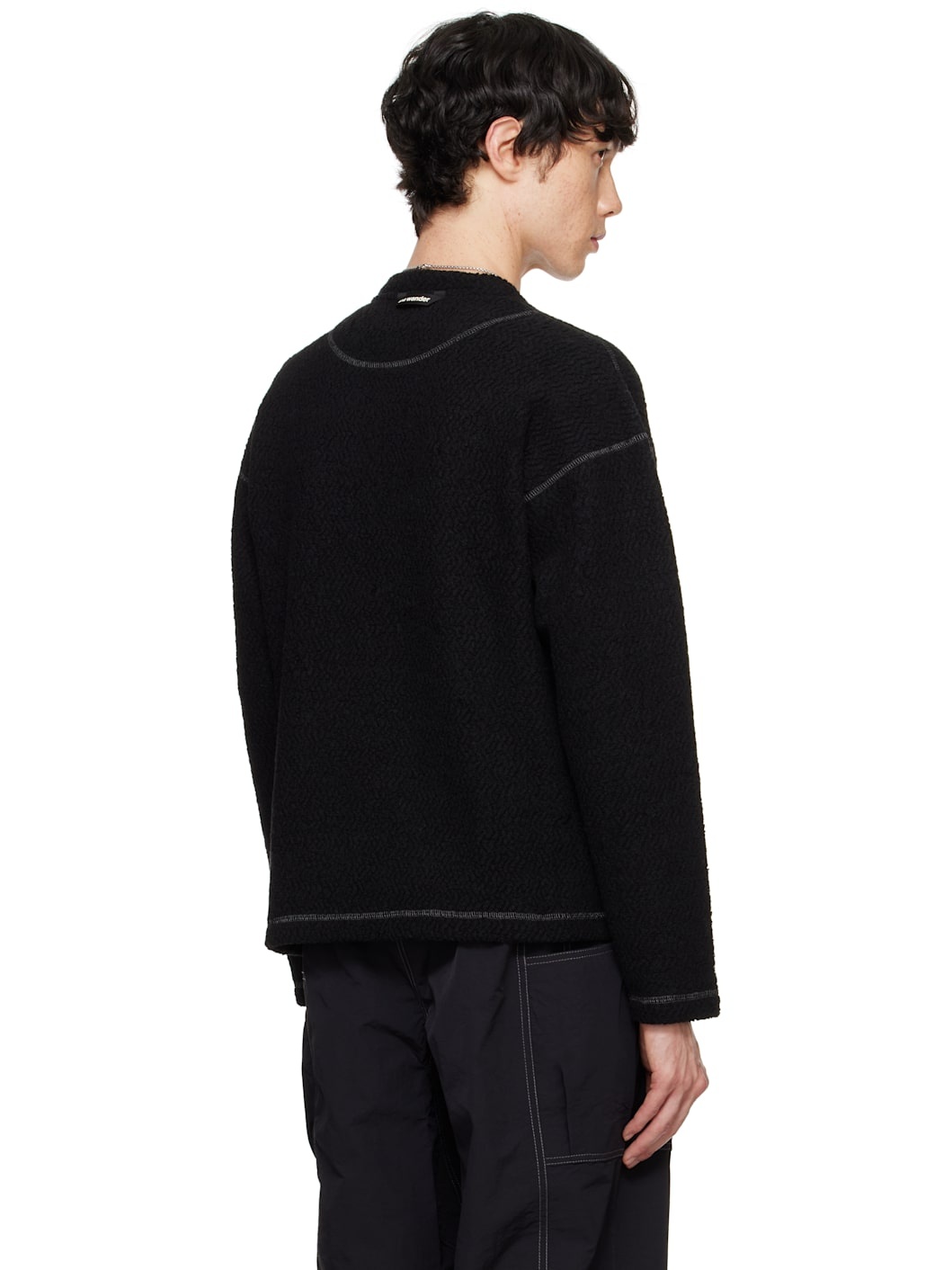 Black Re Wool JQ Crewneck Sweater - 3