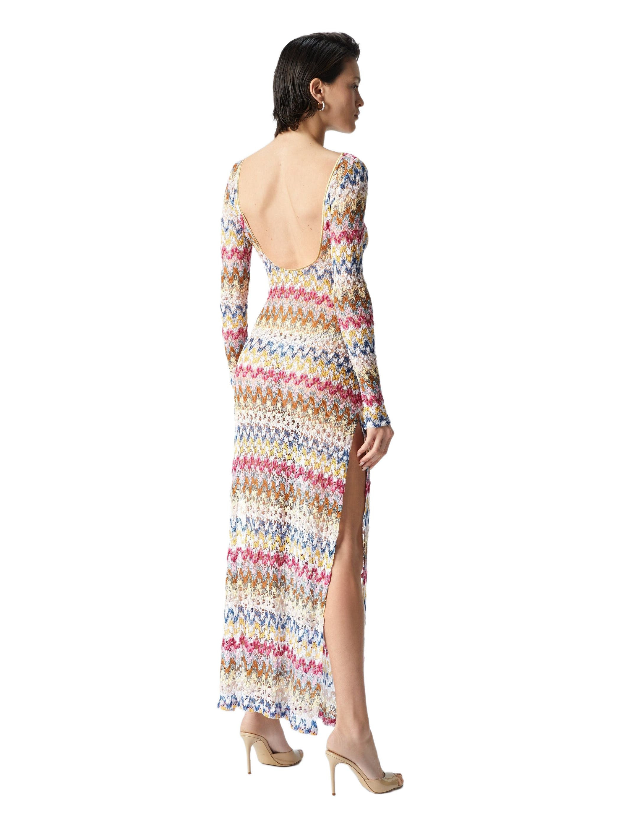 Missoni Long Dress In Lamé Viscose Lace With Open Back in Pink Multi at Nordstrom - 3