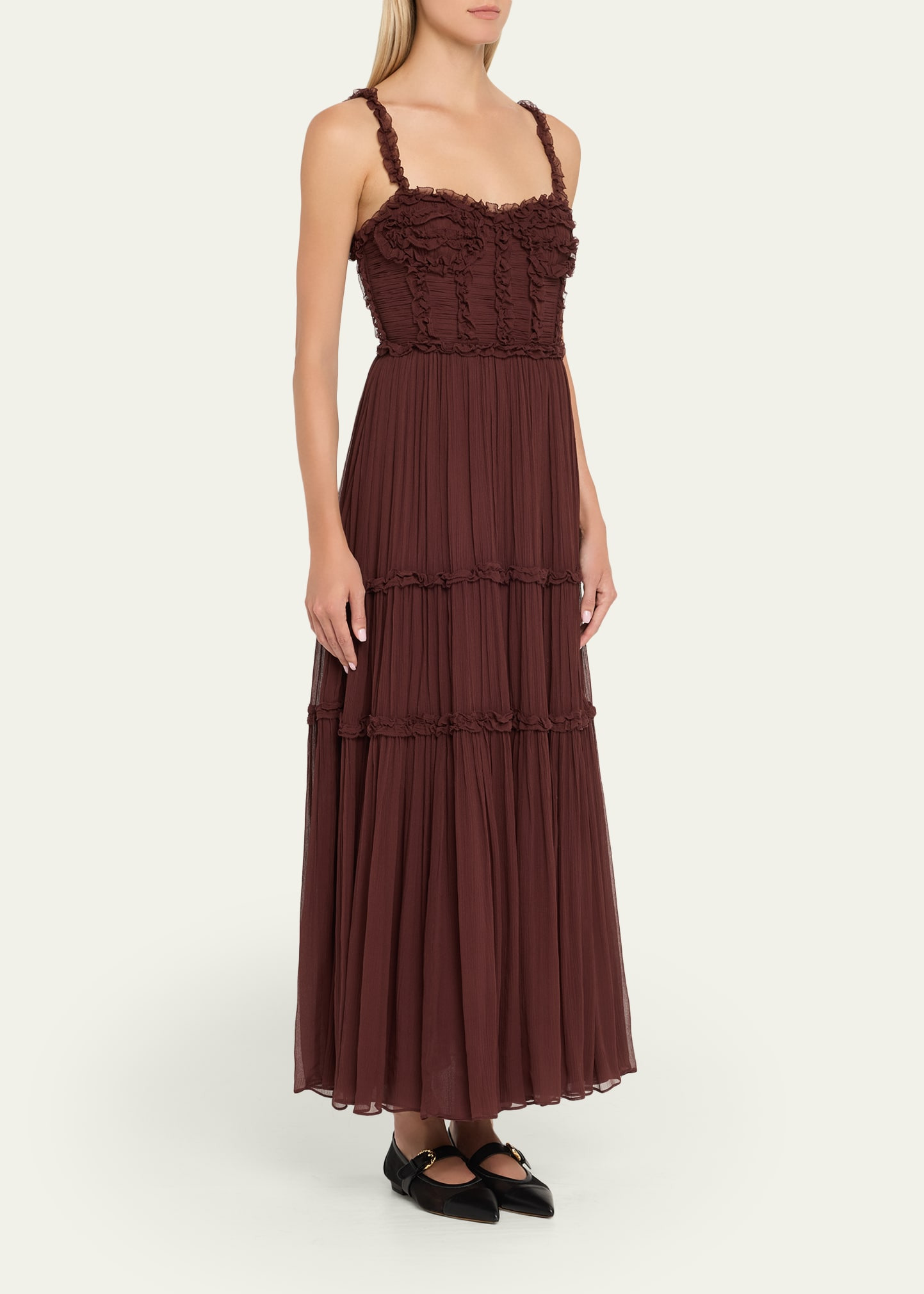 Talitha Smocked Sleeveless Silk Midi Dress - 4