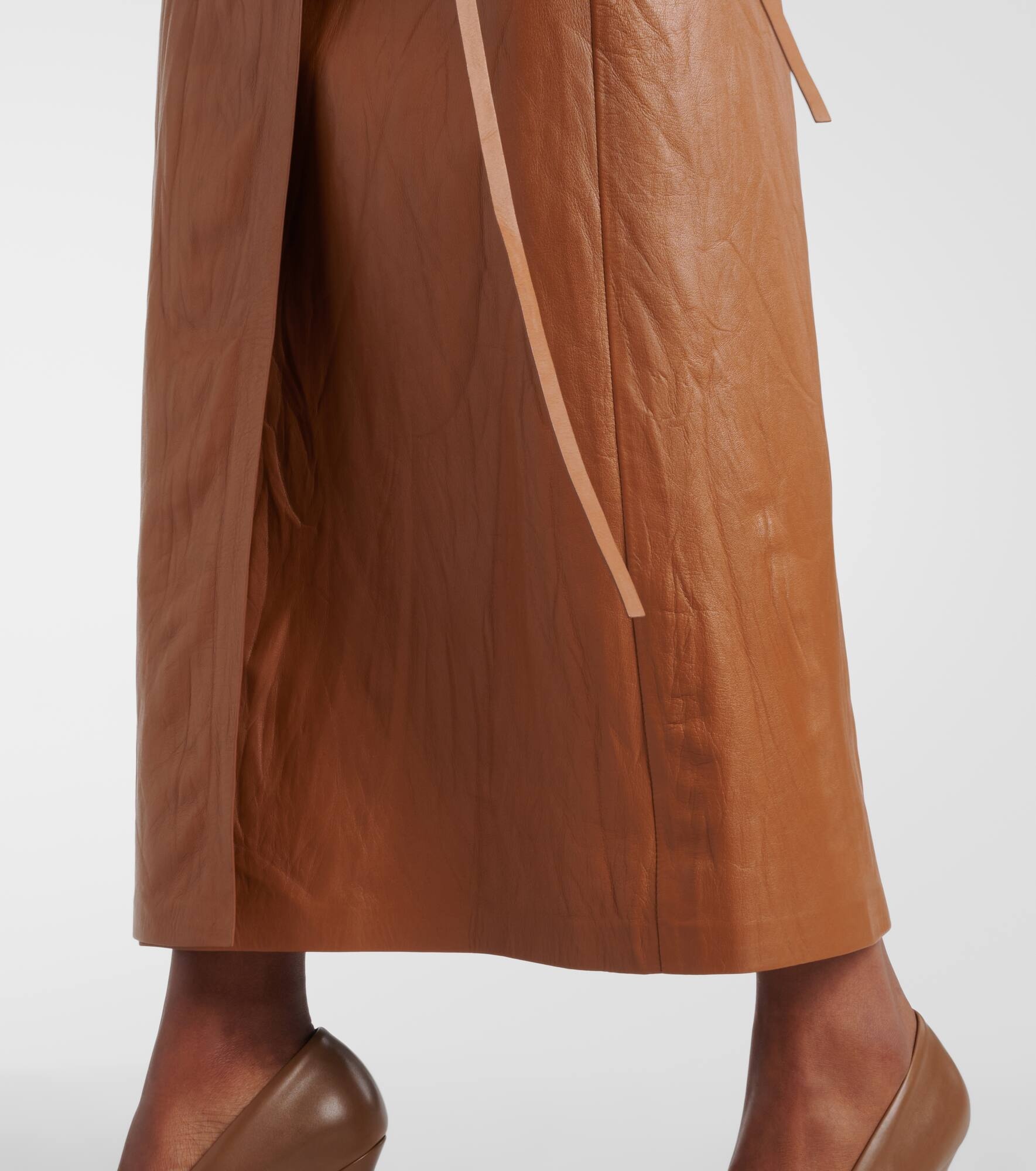 Bert leather wrap skirt - 5