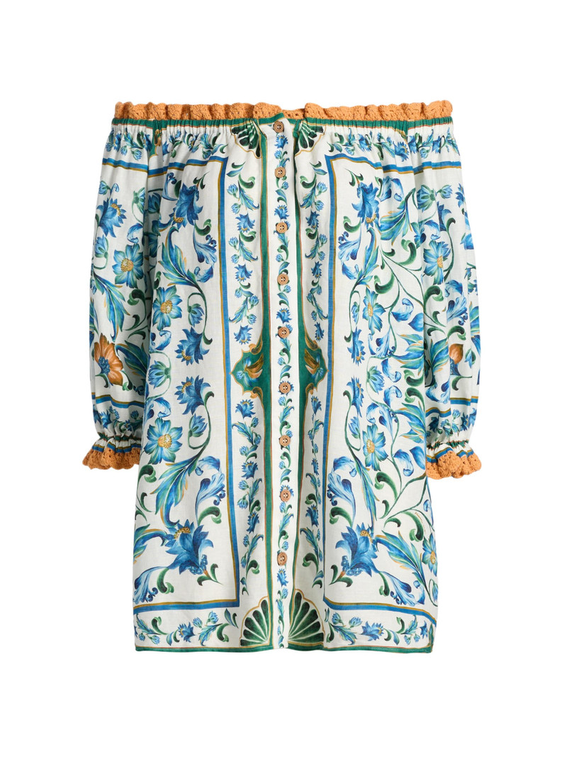 Women's Flora Tile Off-the-Shoulder Minidress - Off White 1