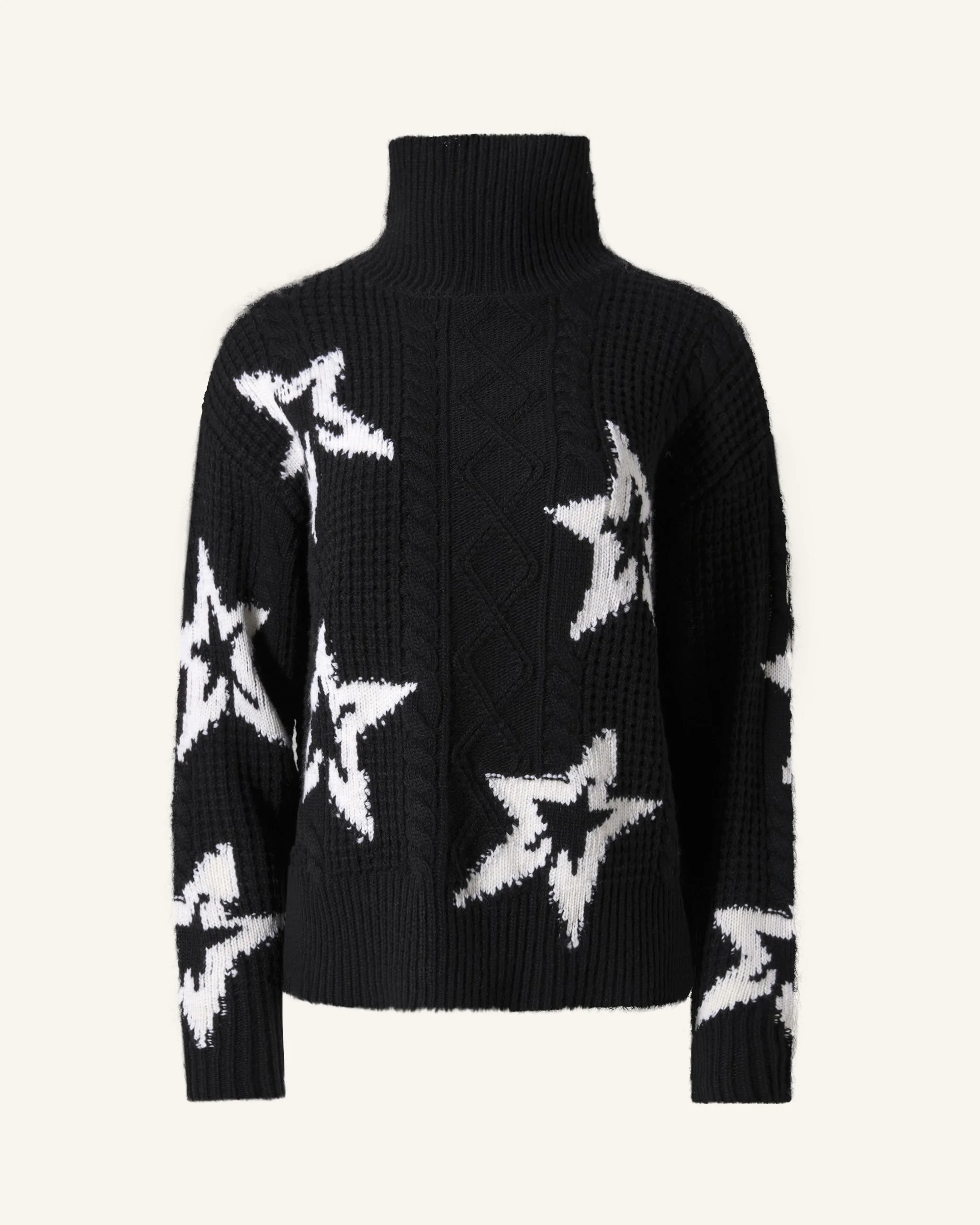 Wool Cable Star Turtleeck Sweater - 1