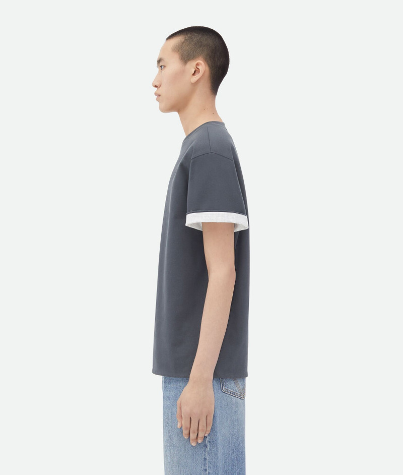 Bottega Veneta Double Layer Cotton Check T-Shirt outlook