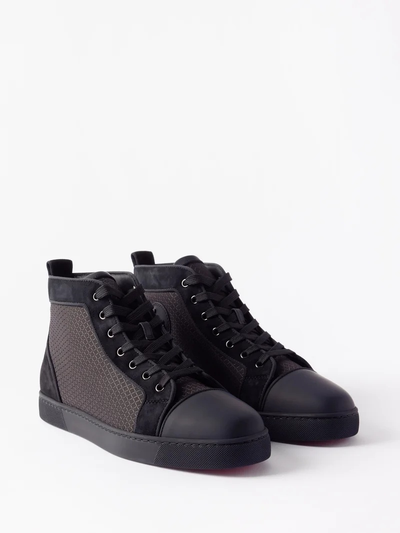 新作 *Christian Louboutin* Louis レザーハイトップスニーカー Christian Louboutin Louis Kraft Leather PVC High-Top
