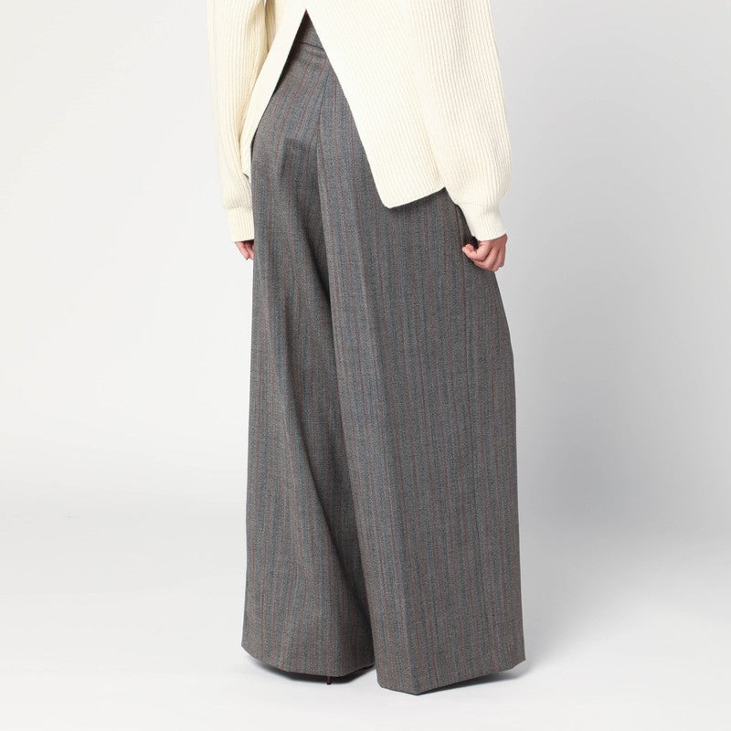 Dries Van Noten Wide Gray Wool Palazzo Pants Women - 2
