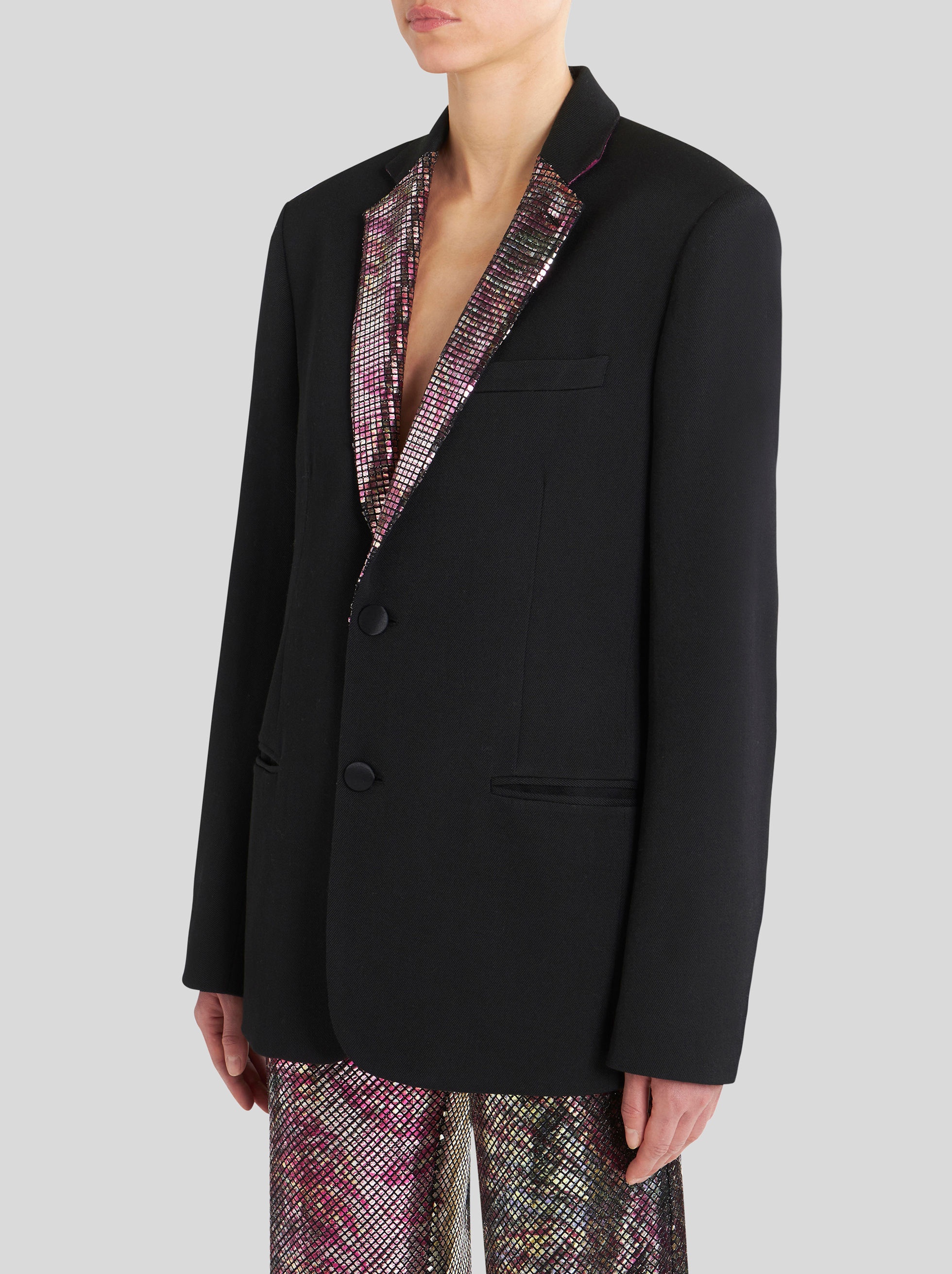 WOOL JACKET WITH PRINTED MICRO PLATES - 2