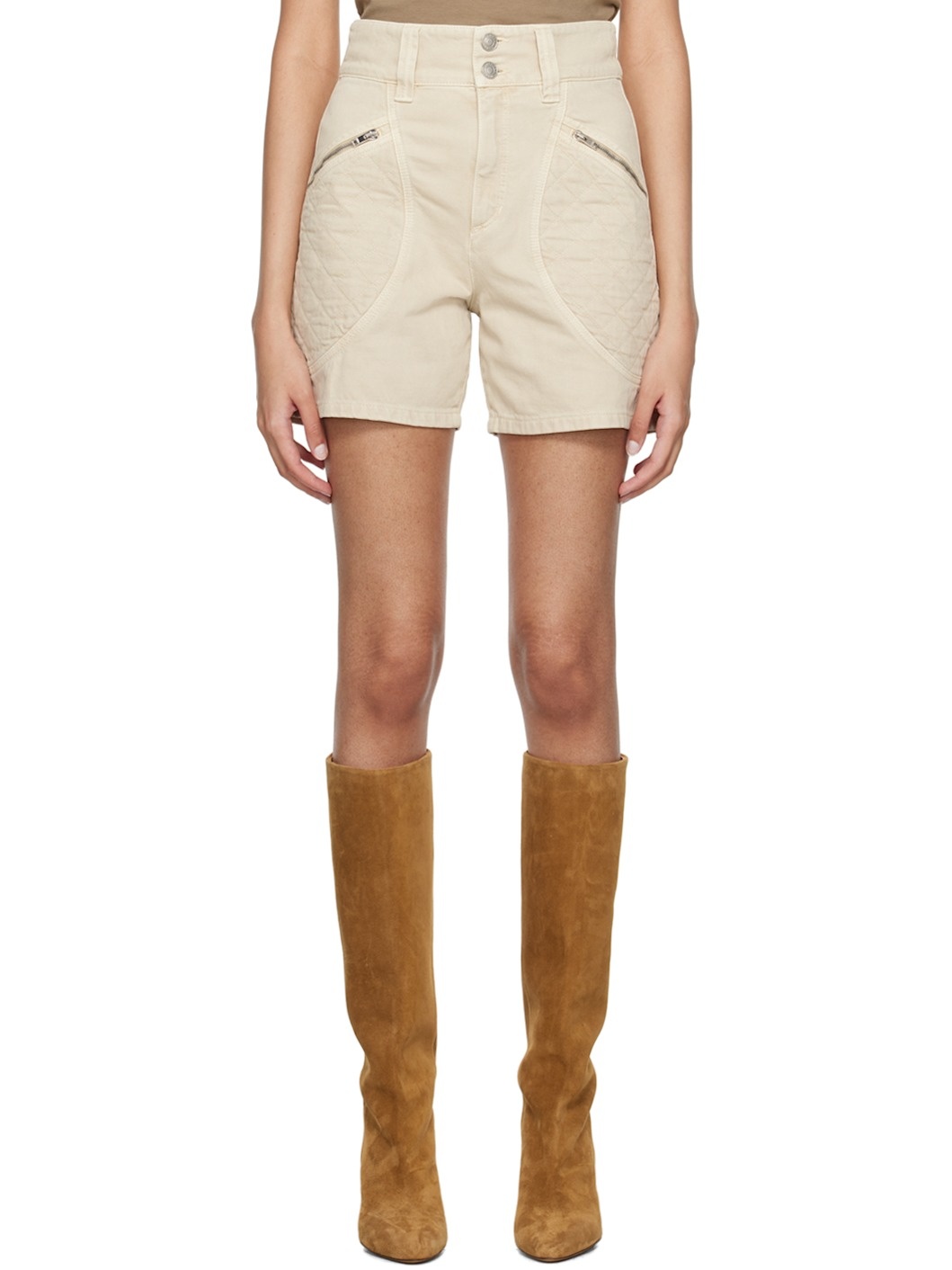 Beige Candice Denim Shorts - 1
