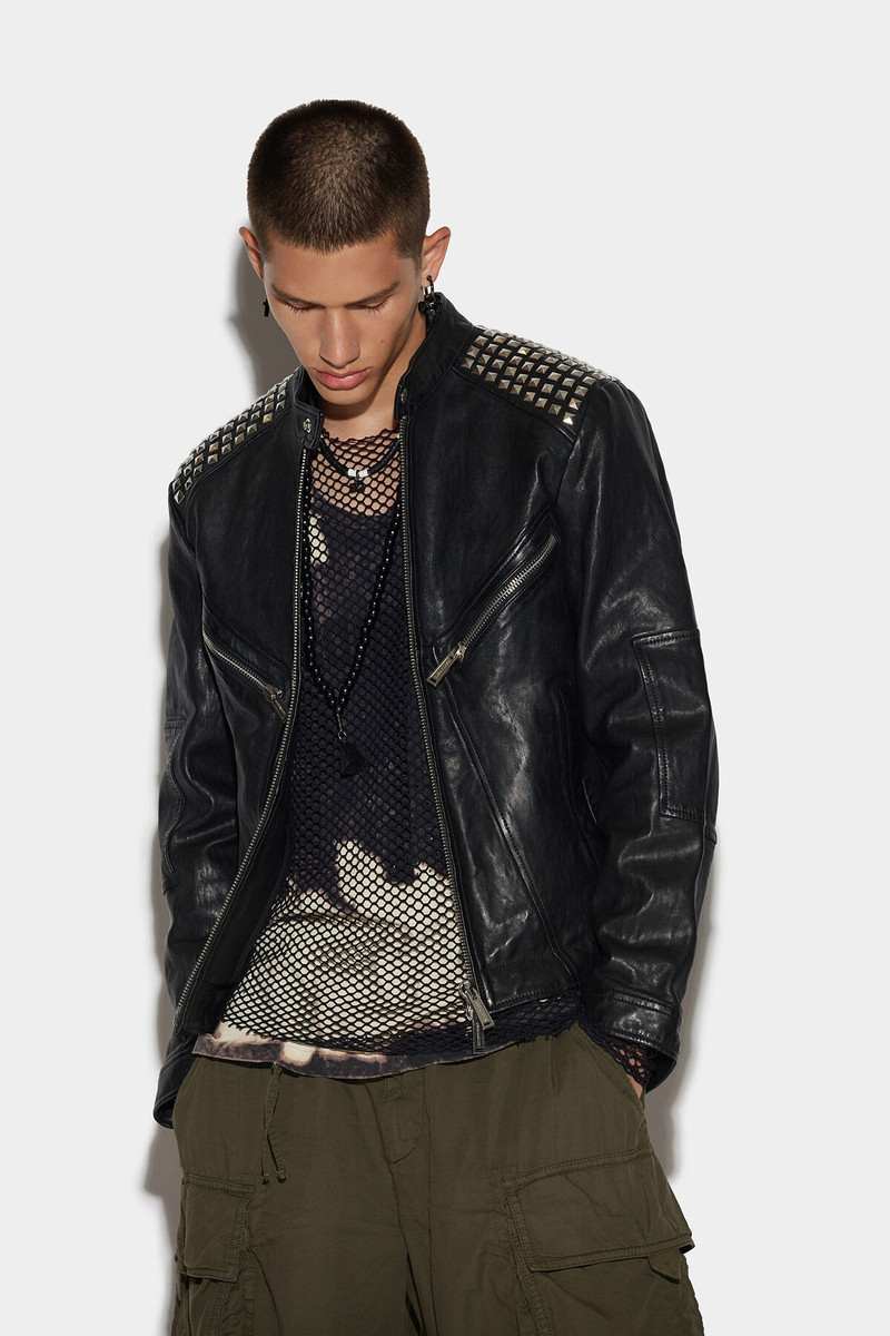 LEATHER MULTIZIP BIKER JACKET - 1
