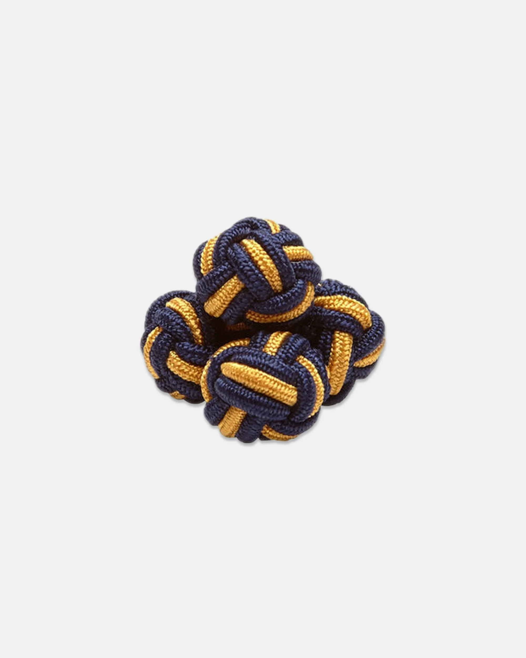 NAVY & GOLD MONKEY'S FIST SILK KNOT CUFFLINKS - 1