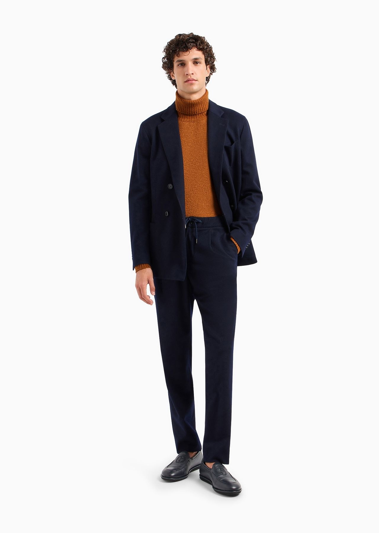 Giorgio Armani Vicuña one-pleat trousers in pure vicuña chevron fabric - 4
