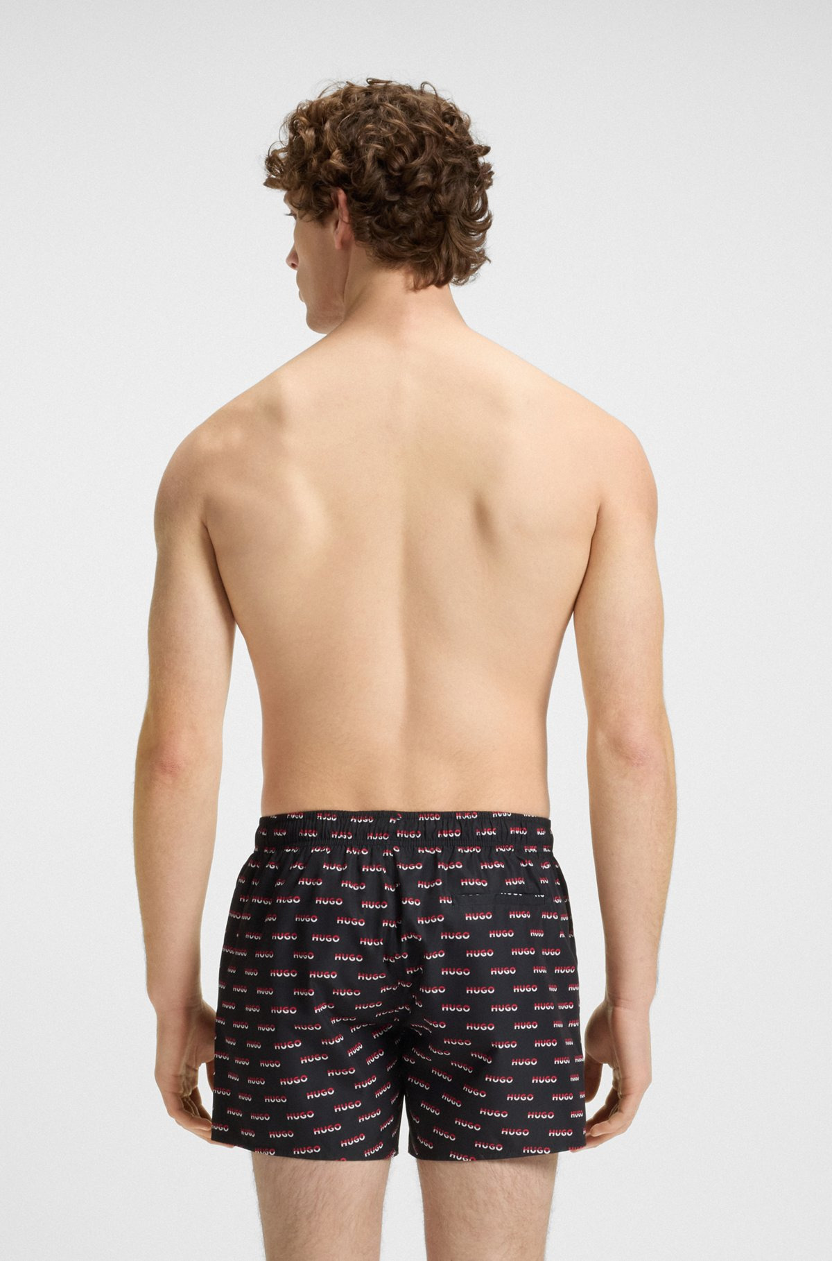 SWIM SHORTS WITH ALL-OVER SPLIT-LOGO PRINT - 4