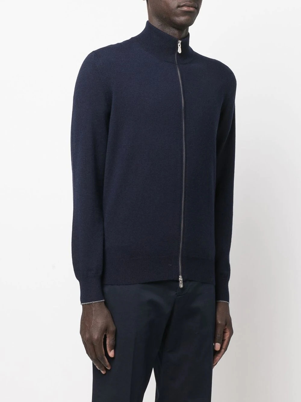 funnel neck zip-up cashmere jumper - 3