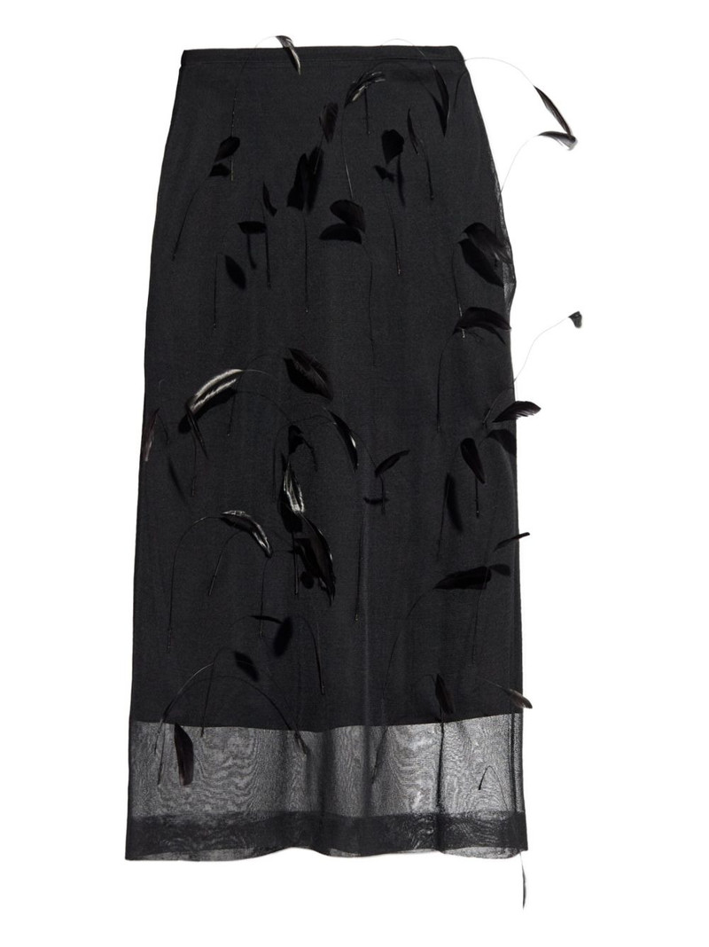 feather-embellished midi skirt 1