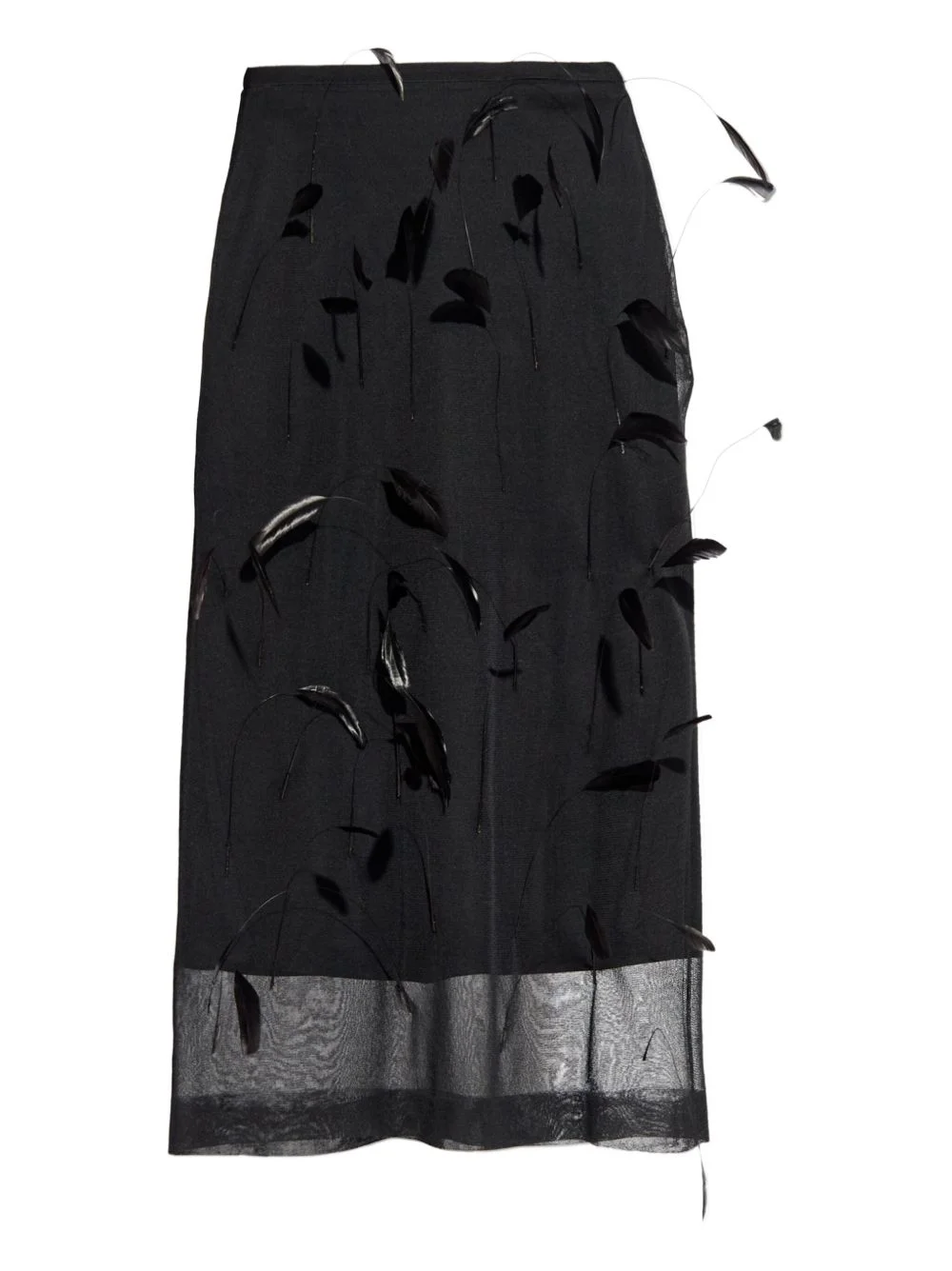 feather-embellished midi skirt - 1