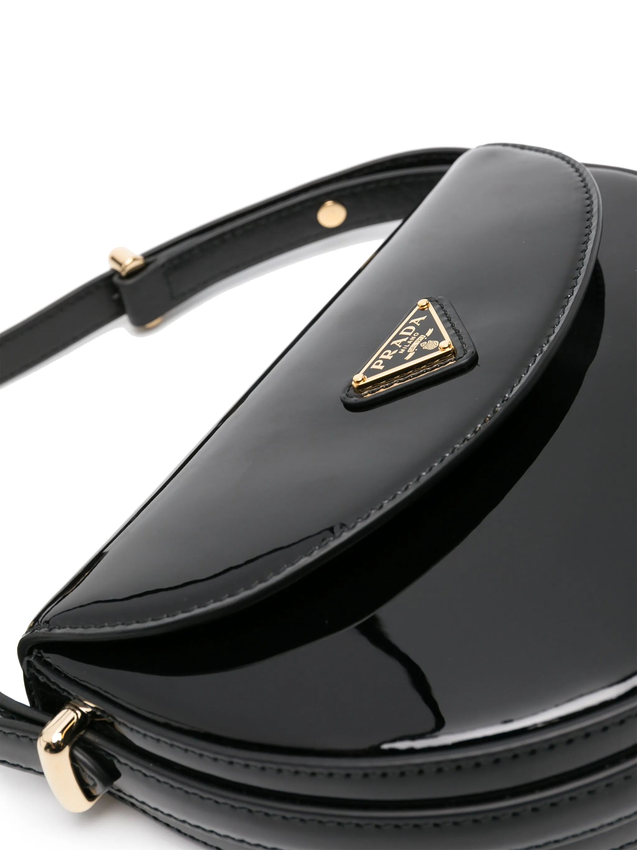 Triangle-logo Patent Leather Shoulder Bag - 2