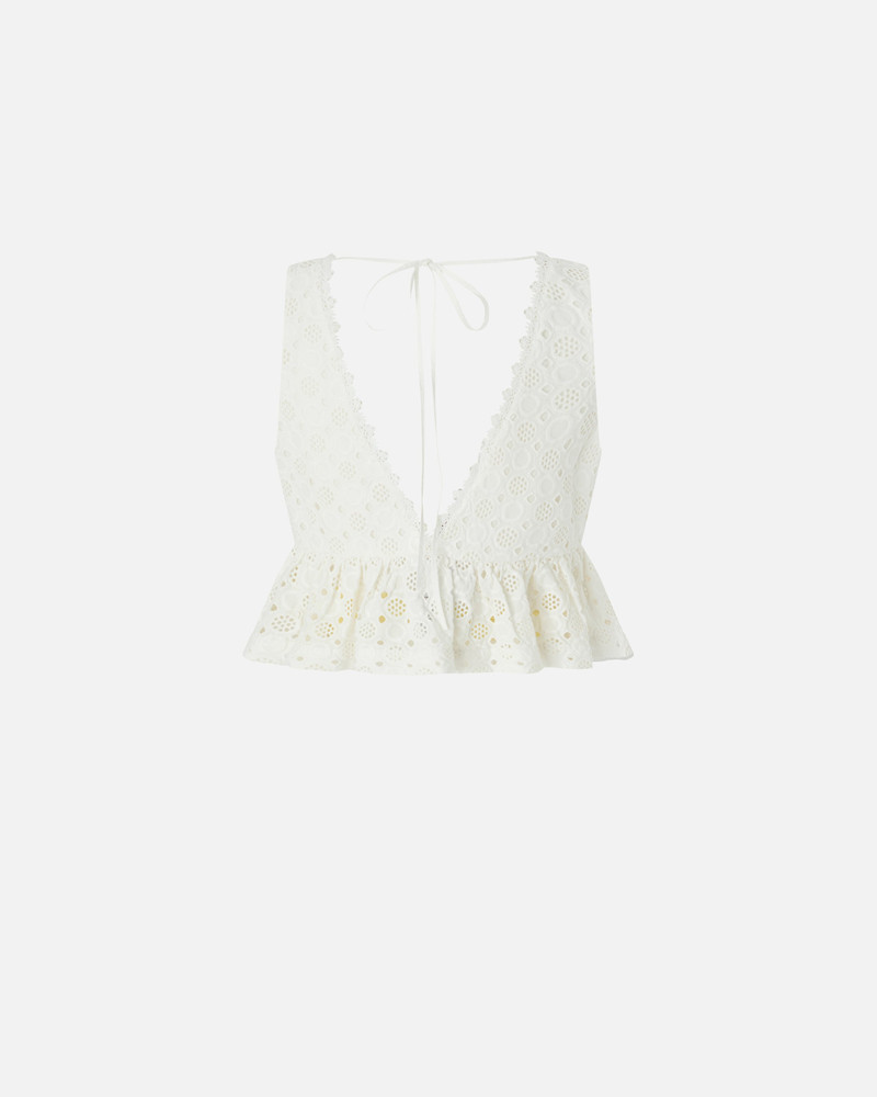 PINKO CROP TOP WITH RUFFLE AND OPENWORK PATTERN outlook