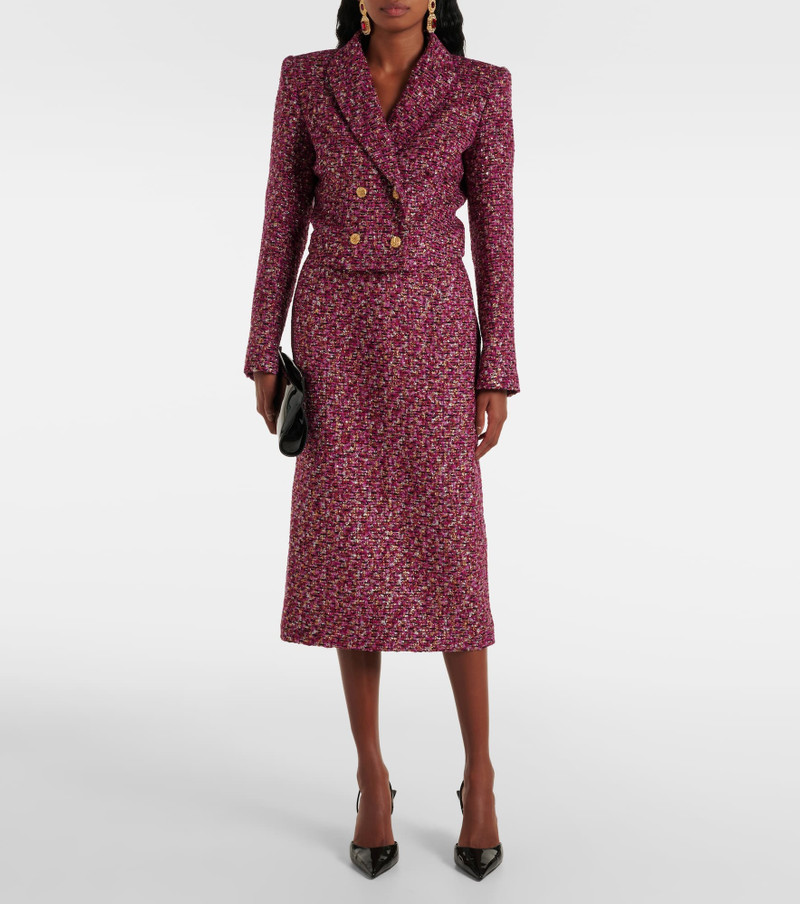 Alessandra Rich Sequined tweed midi skirt outlook