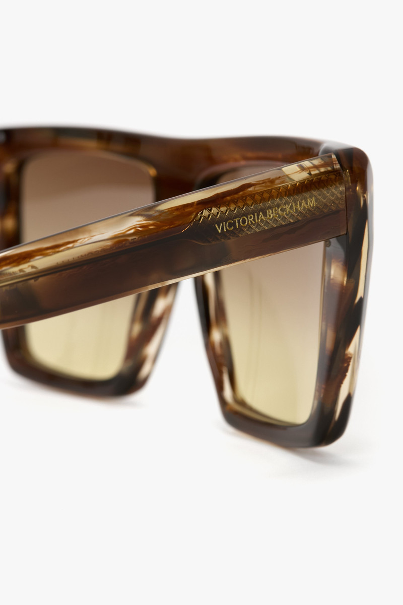 Oversized Acetate Frame Sunglasses In Light Brown Horn 5