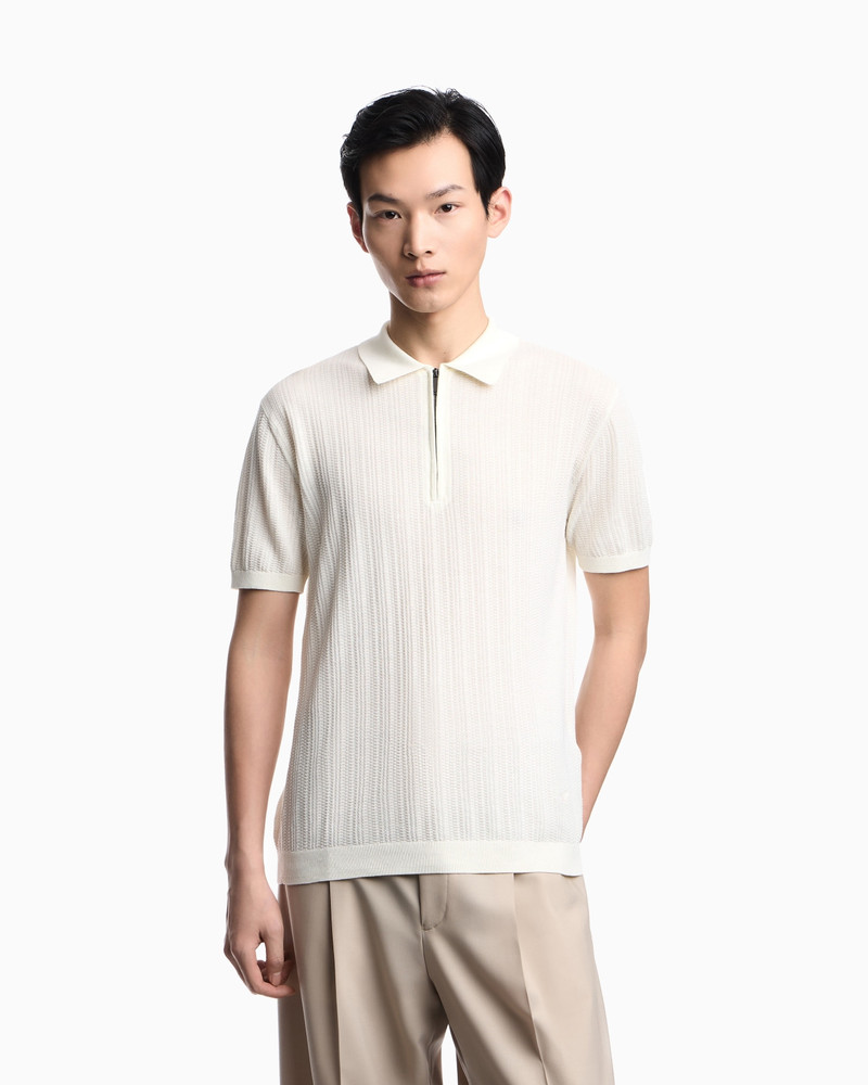 EMPORIO ARMANI VERTICAL TUCK-STITCH JUMPER WITH POLO-SHIRT COLLAR outlook