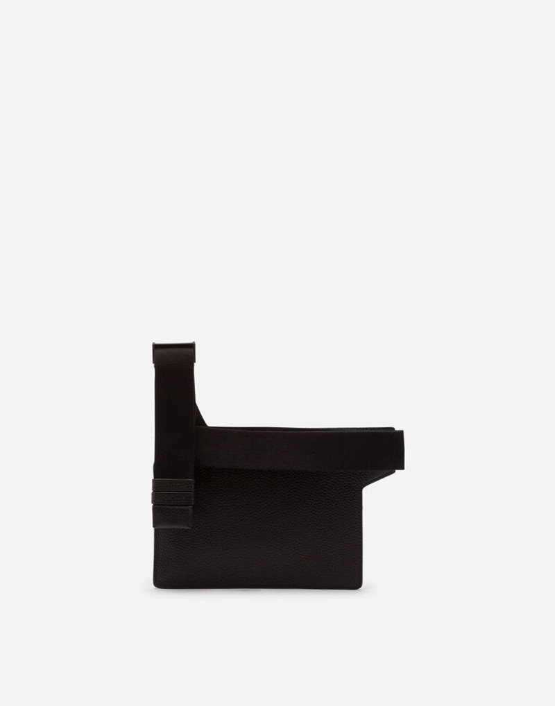 Flat Palermo belt bag in hammered calfskin with branded plate 3