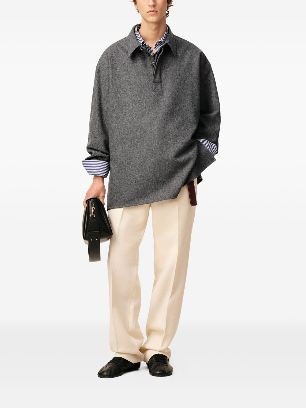 long-sleeved wool polo shirt - 3