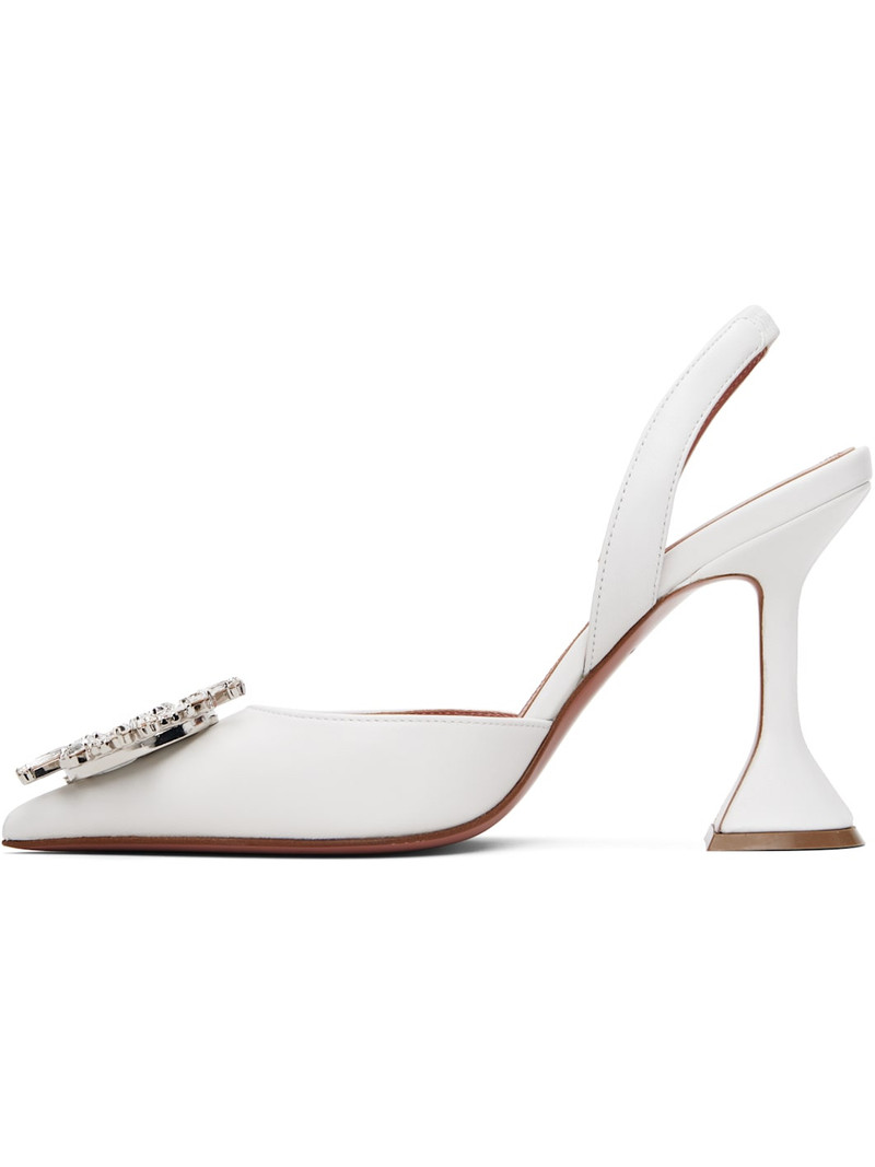 Amina Muaddi White Begum Sling 95 Heels outlook