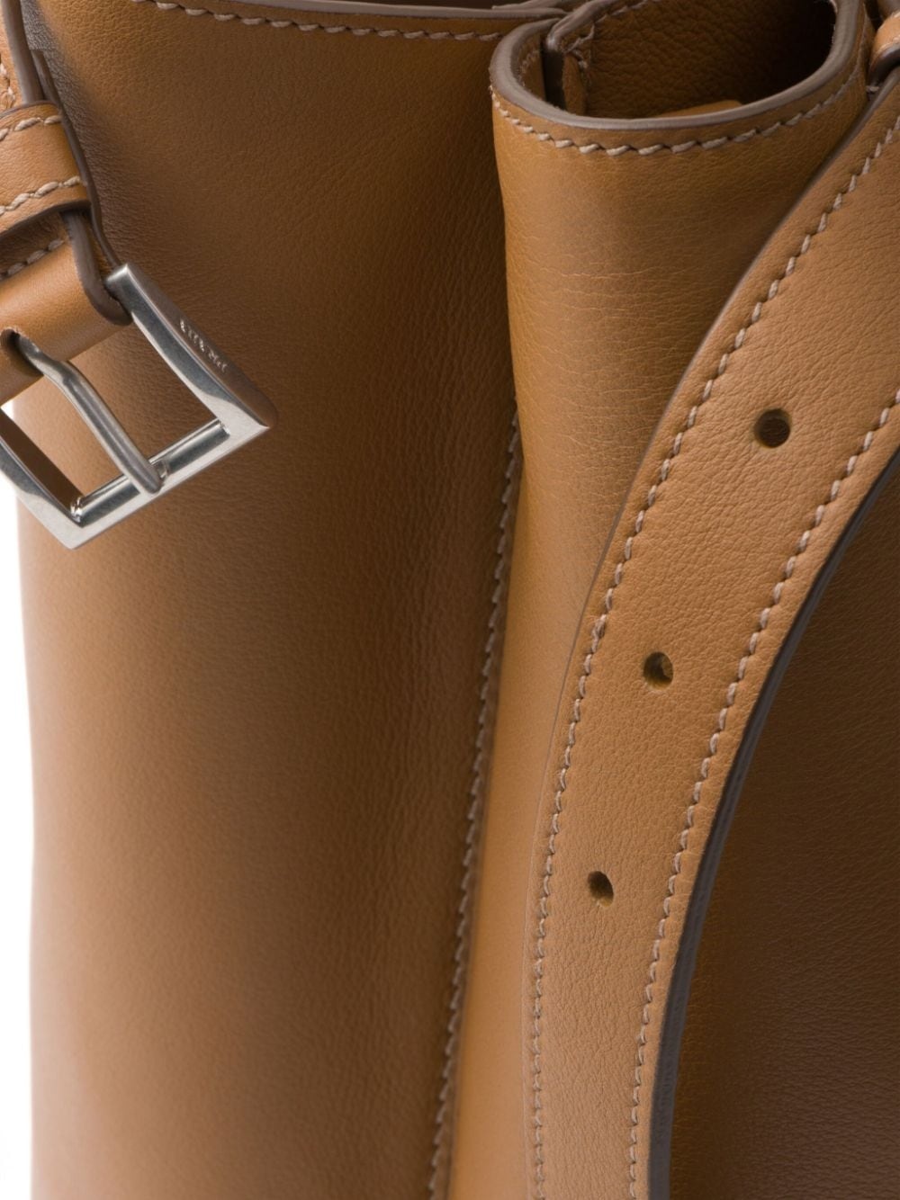 double-belt leather handbag - 6