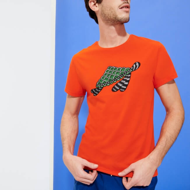 Men Cotton T-Shirt Turtle Swim - 6