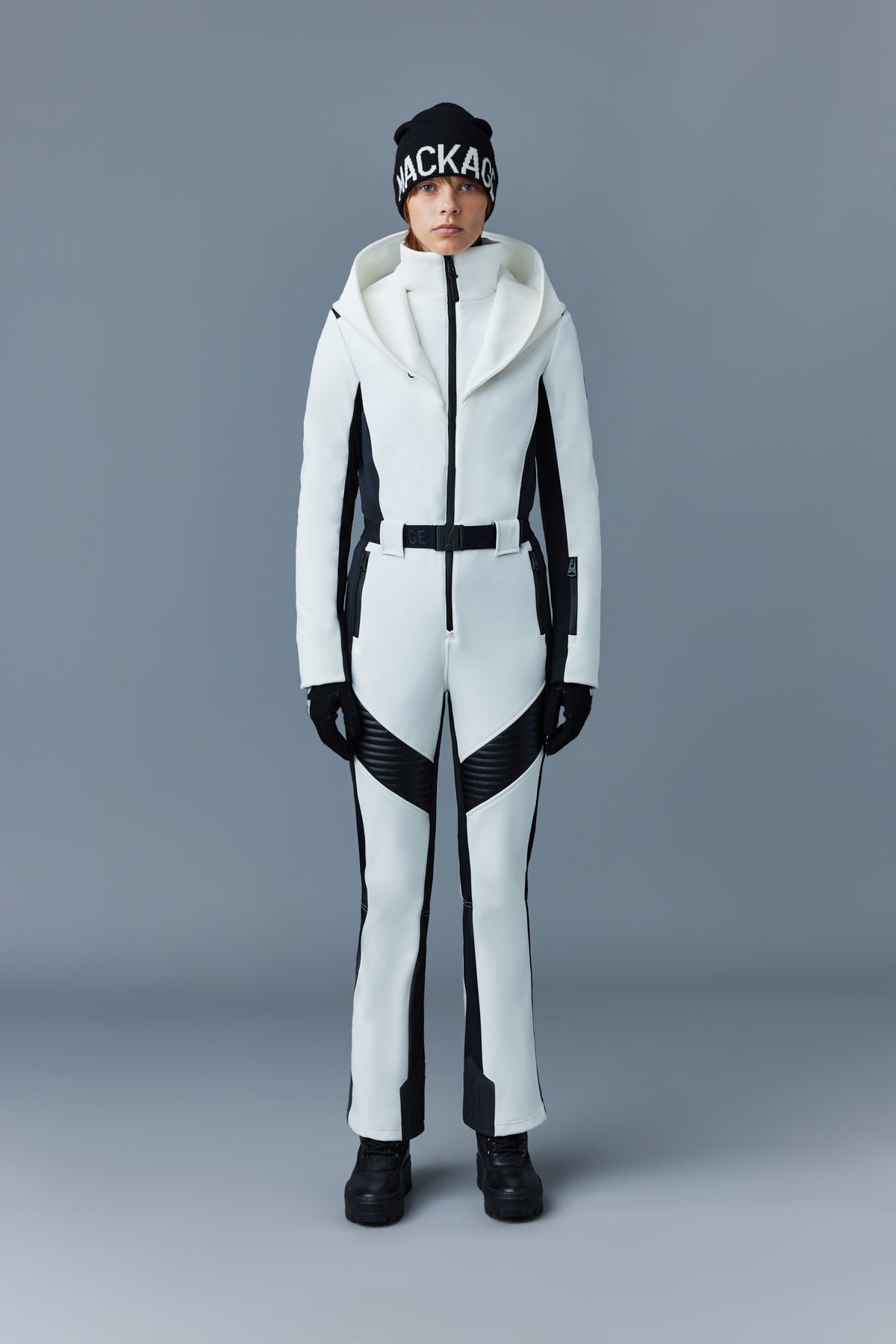 ELLE Agile-360 down ski suit with removable hood and shearling trim - 3