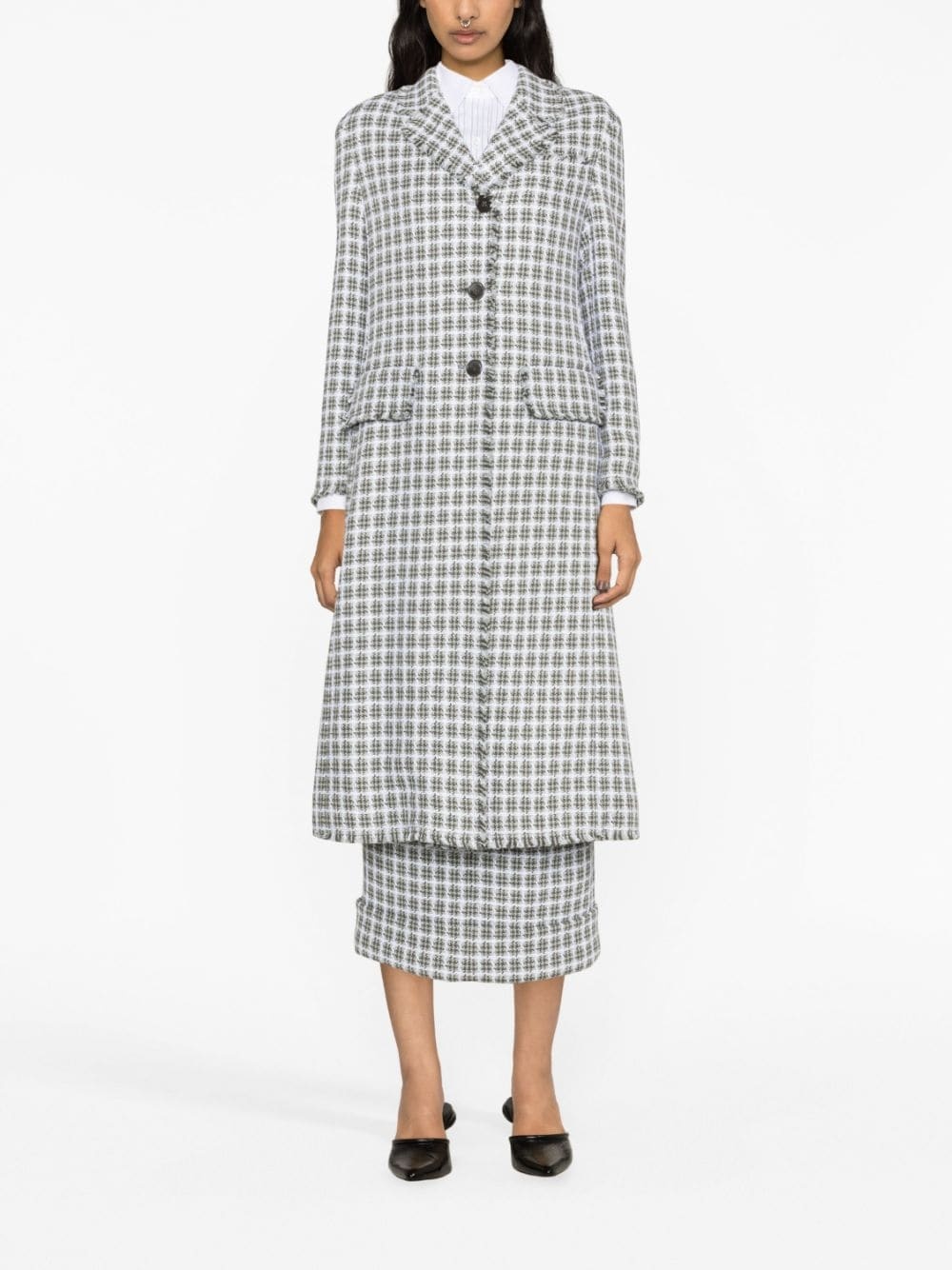 check-pattern tweed coat - 2