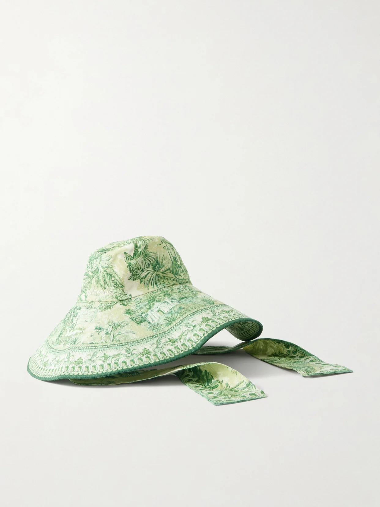 Sara Embroidered Printed Linen Sunhat - 1