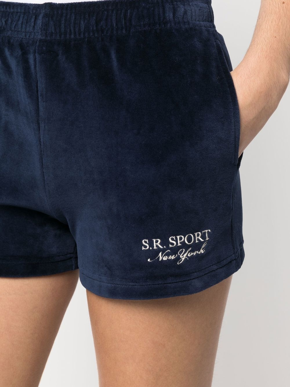 embroidered-logo velour shorts - 5